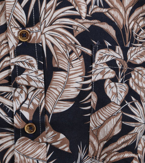 Suitable short sleeve overhemd linnen simon donkerblauw | Regular-fit