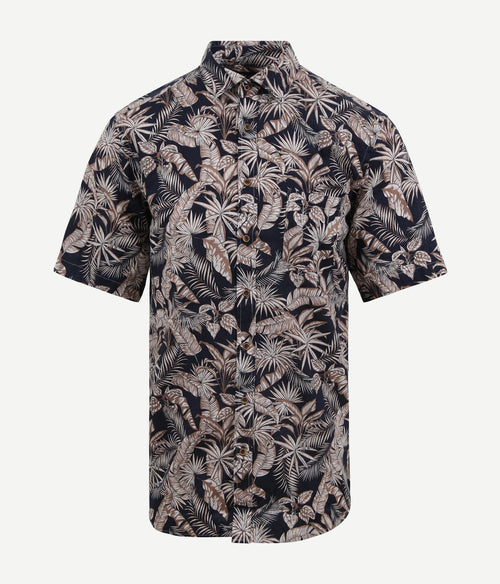 Suitable short sleeve overhemd linnen simon donkerblauw | Regular-fit