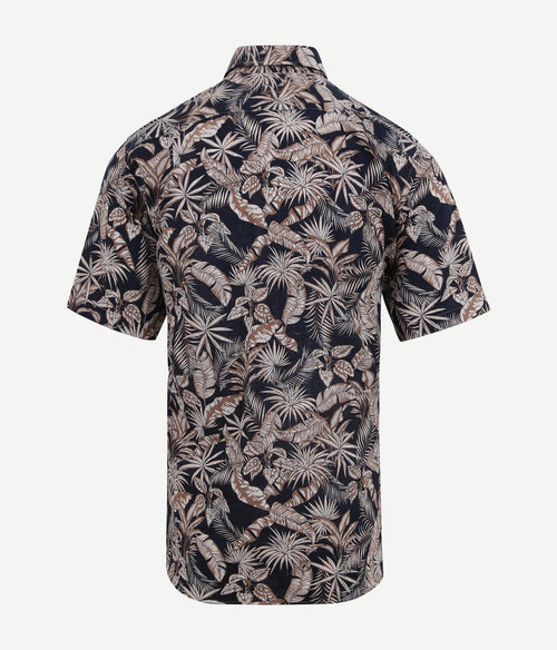 Suitable short sleeve overhemd linnen simon donkerblauw | Regular-fit