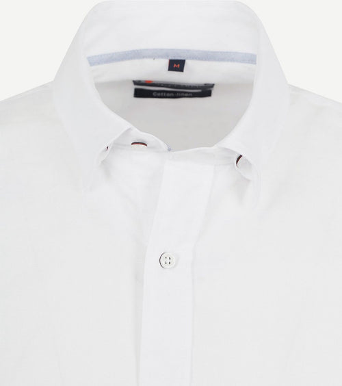 Suitable short sleeve overhemd linnen wit | Regular-fit