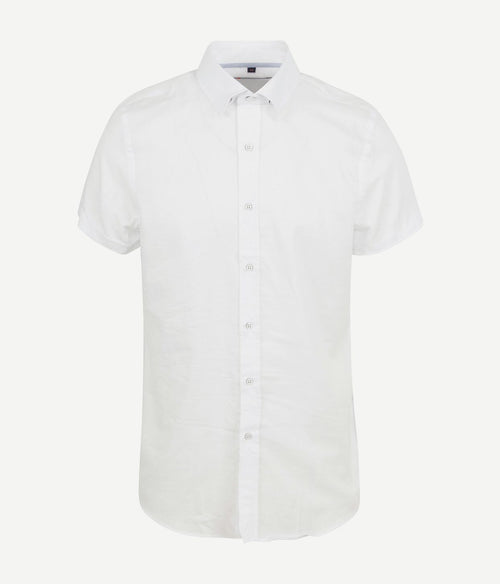 Suitable short sleeve overhemd linnen wit | Regular-fit