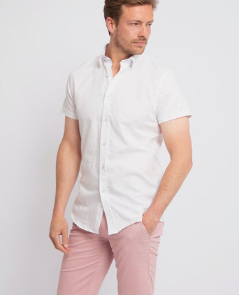 Short sleeve overhemd linnen wit