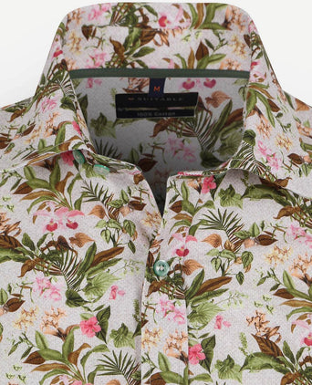 Suitable short sleeve overhemd print jungle groen | Regular-fit