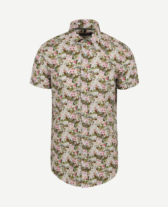 Short sleeve overhemd print jungle groen