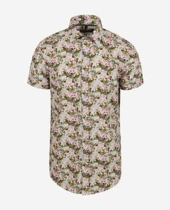 Suitable short sleeve overhemd print jungle groen | Regular-fit