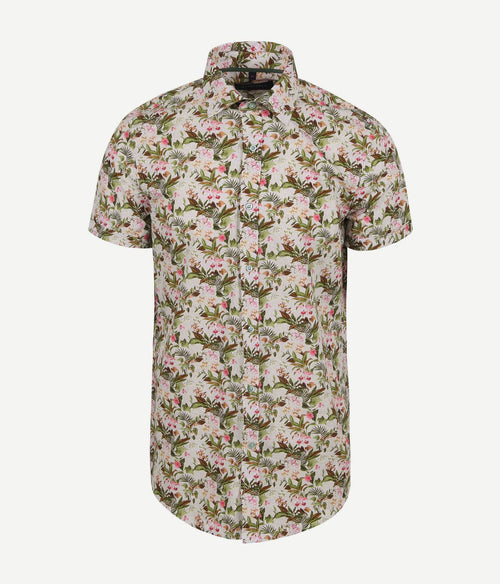 Short sleeve overhemd print jungle groen