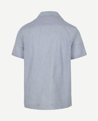 Short sleeve overhemd stripe seersucker lichtblauw