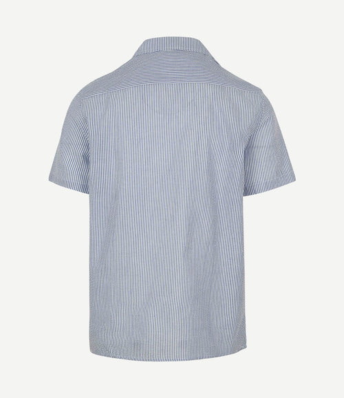 Short sleeve overhemd stripe seersucker lichtblauw