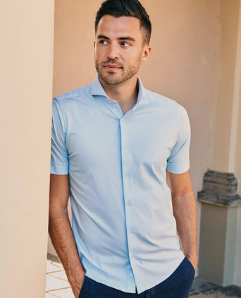 Shortsleeve sorona overhemd erik lichtblauw