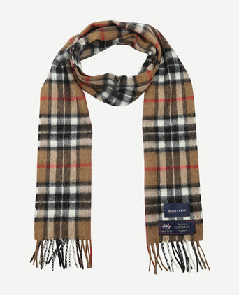 Sjaal ruit merino wol beige