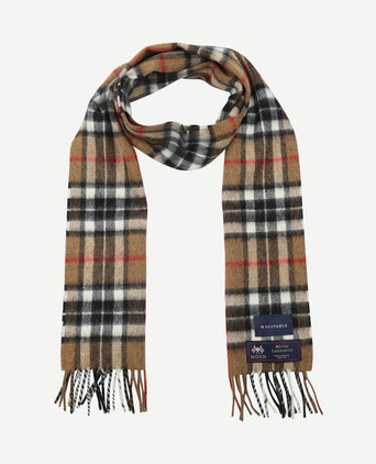 Sjaal ruit merino wol beige