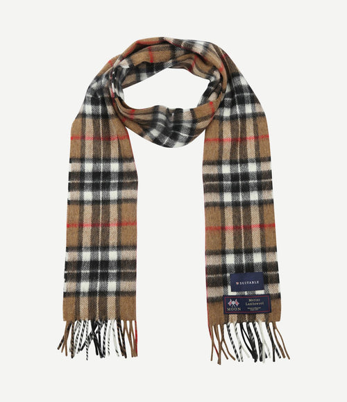 Sjaal ruit merino wol beige