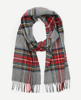 Sjaal ruit merino wol grijs multicolour