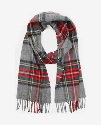 Sjaal ruit merino wol grijs multicolour