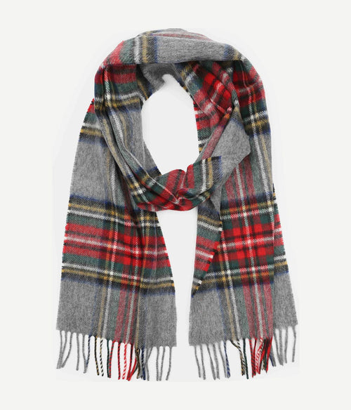 Sjaal ruit merino wol grijs multicolour