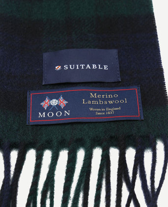 Suitable sjaal ruit merino wol donkerblauw groen