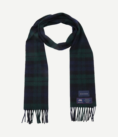 Sjaal ruit merino wol donkerblauw groen