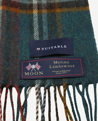 Suitable sjaal ruit merino wol petrol