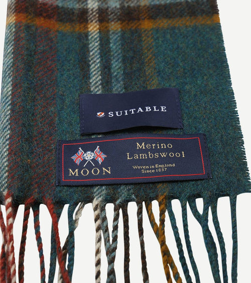 Suitable sjaal ruit merino wol petrol