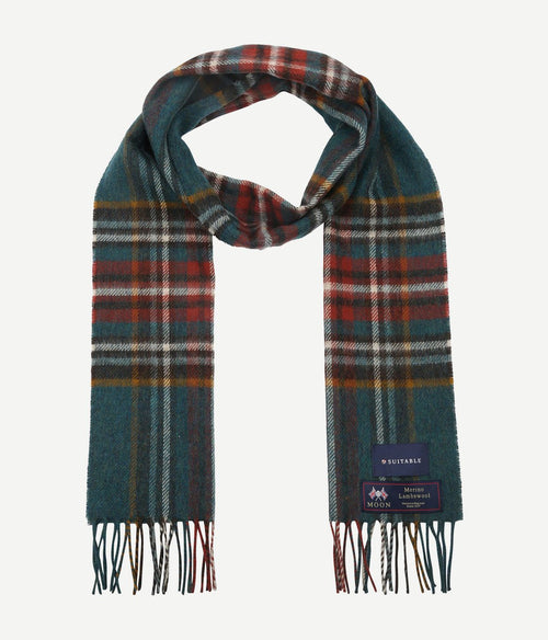 Suitable sjaal ruit merino wol petrol