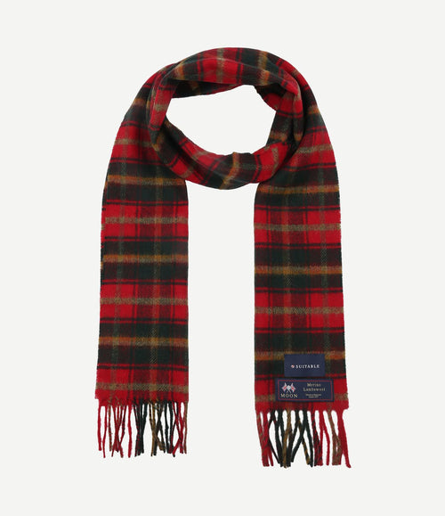 Sjaal ruit merino wol rood