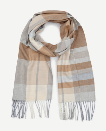 Sjaal softfeel ruiten beige