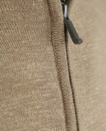 Slub yarn halve rits trui beige