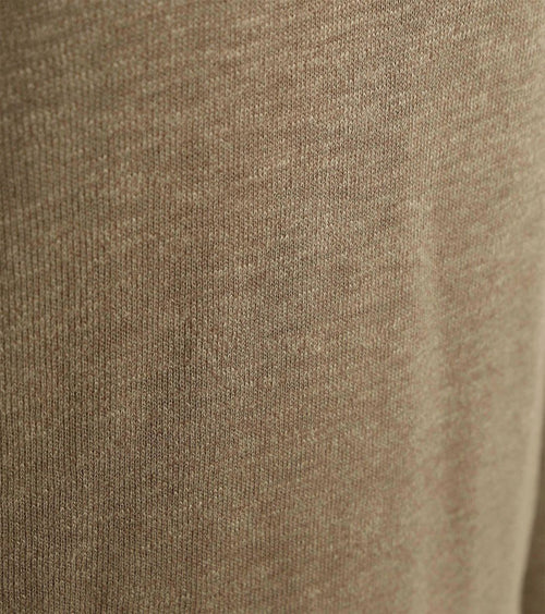 Slub yarn halve rits trui beige