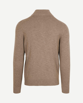 Slub yarn halve rits trui beige