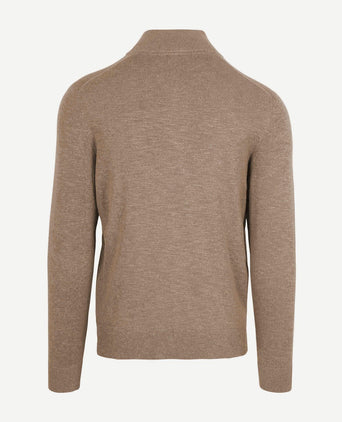 Slub yarn halve rits trui beige