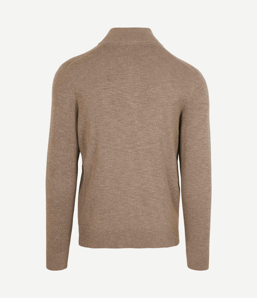 Slub yarn halve rits trui beige