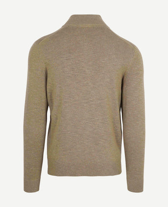 Suitable slub yarn halve rits trui beige | Slim-fit