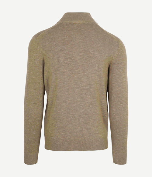 Suitable slub yarn halve rits trui beige | Slim-fit