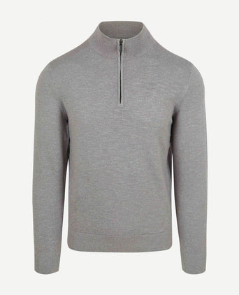 Suitable slub yarn halve rits trui grijs | Slim-fit