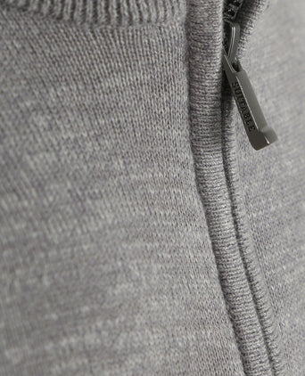 Suitable slub yarn halve rits trui grijs | Slim-fit