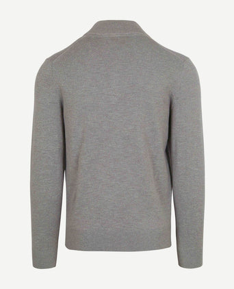 Suitable slub yarn halve rits trui grijs | Slim-fit