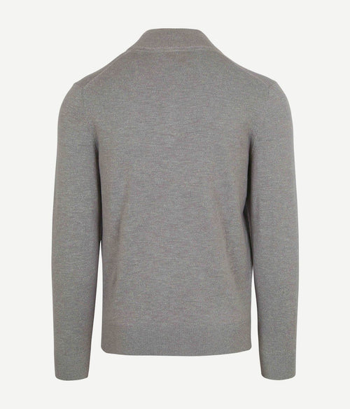 Suitable slub yarn halve rits trui grijs | Slim-fit