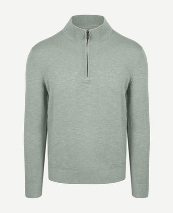 Suitable slub yarn halve rits trui groen | Slim-fit