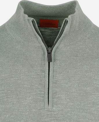 Suitable slub yarn halve rits trui groen | Slim-fit