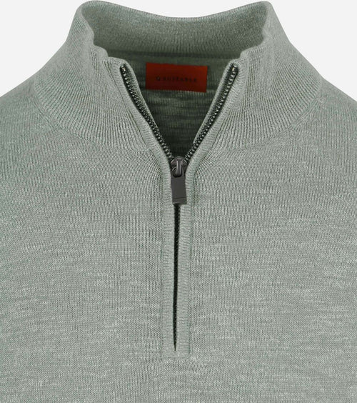 Suitable slub yarn halve rits trui groen | Slim-fit