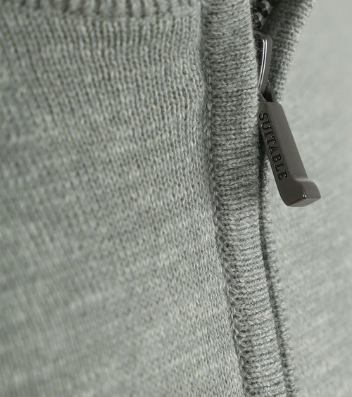 Suitable slub yarn halve rits trui groen | Slim-fit