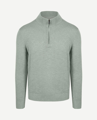 Slub yarn halve rits trui groen