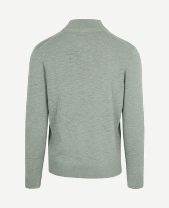 Slub yarn halve rits trui groen