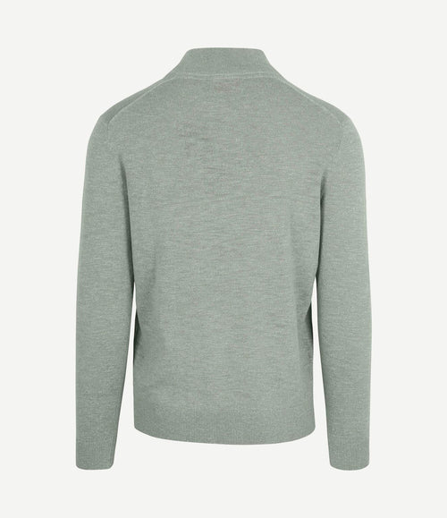 Slub yarn halve rits trui groen