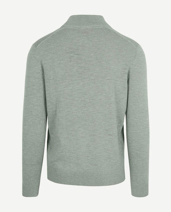 Suitable slub yarn halve rits trui groen | Slim-fit