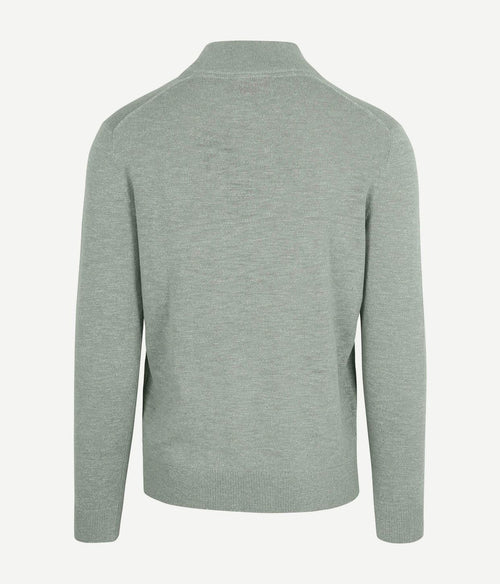 Suitable slub yarn halve rits trui groen | Slim-fit