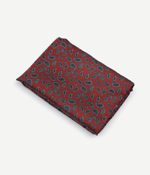 Zijde pochet paisley bordeaux