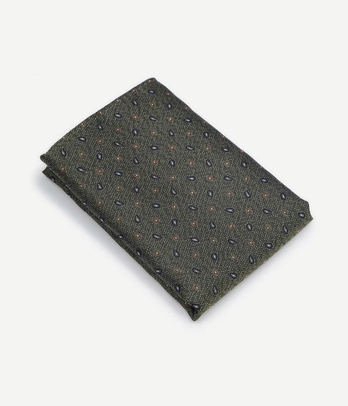 Zijde pochet small paisley olive