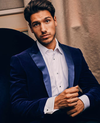 Suitable smoking blazer velvet donkerblauw