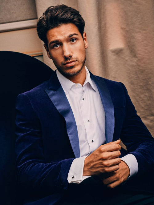 Suitable smoking blazer velvet donkerblauw